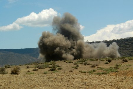 US Navy 060810-N-0411D-024 Sixteen pounds of exploding C4 creates a huge cloud of dirt during training exercise Natural Fire
