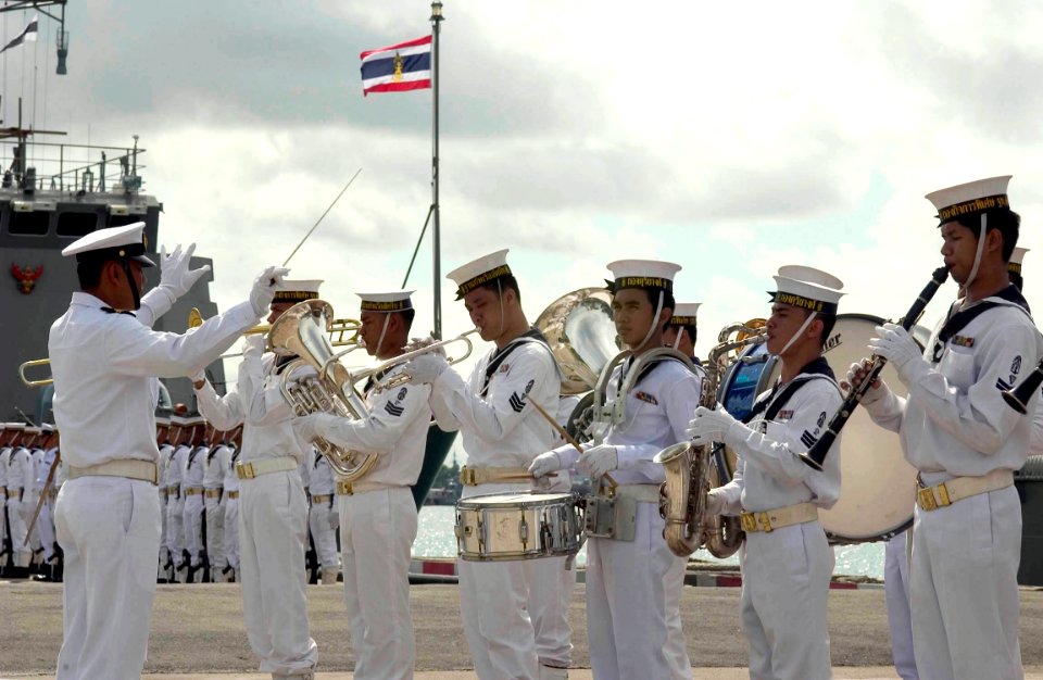 US Navy 060620-N-9851B-004 A Royal Thai Navy (RTN) band plays during the opening ceremony of the Thailand phase of exercise Cooperation Afloat Readiness and Training (CARAT)