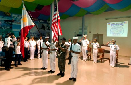 US Navy 060815-N-9851B-003 A Philippine Navy color guard parades the colors for the opening ceremony for the sixth phase of Cooperation Afloat Readiness and Training (CARAT)