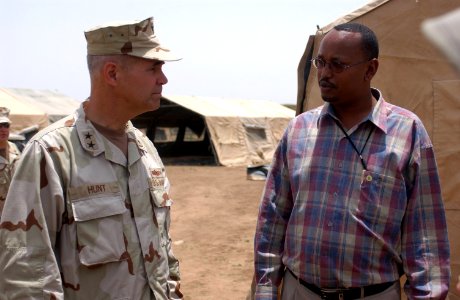 US Navy 060820-N-3884F-098 Commanding Officer of Combined Joint Task Force Horn of Africa (CJTF HOA), Rear Adm. Richard Hunt, meets with Dire Dawa Mayor Abdul Aziz