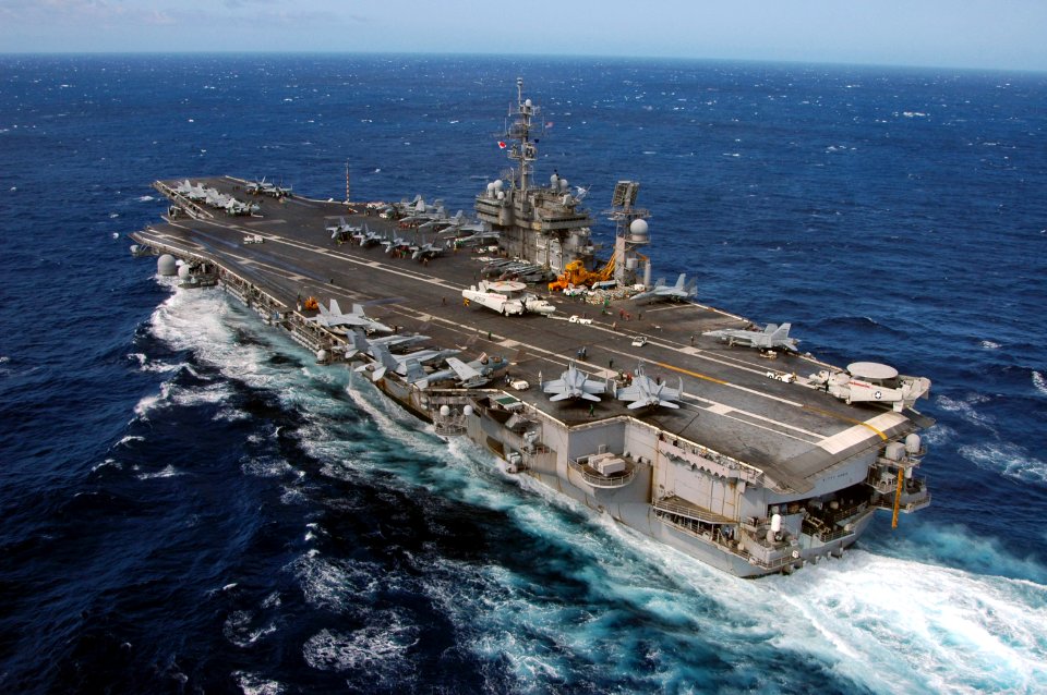 US Navy 060818-N-6106R-261 The conventionally-powered aircraft carrier USS Kitty Hawk (CV 63) prepares to commence cyclic flight operations while operating off the coast of Australia