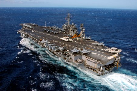 US Navy 060818-N-6106R-261 The conventionally-powered aircraft carrier USS Kitty Hawk (CV 63) prepares to commence cyclic flight operations while operating off the coast of Australia
