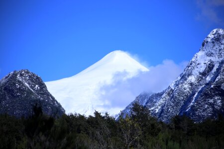 Snow blue sky mountain landscape photo