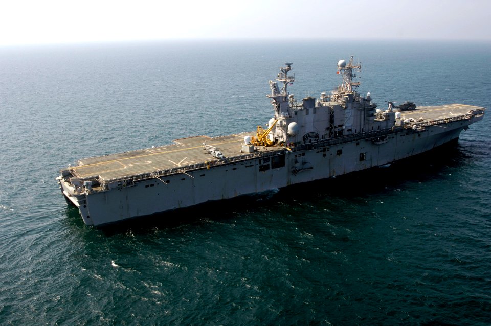 US Navy 061107-N-5555T-002 USS Saipan (LHA 2) successfully complete a Mine Countermeasures demonstration with the Navy's MK-105 Magnetic Influence System