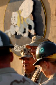 US Navy 061122-N-3642E-004 Secretary of the Navy (SECNAV) The Honorable Dr. Donald C. Winter wishes Sailors and Marines stationed at Camp Moreell a Happy Thanksgiving and gives thanks for their service during his visit to Ali A