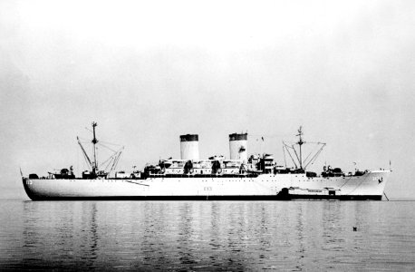USS General H. W. Butner (AP-113) at anchor in 1952