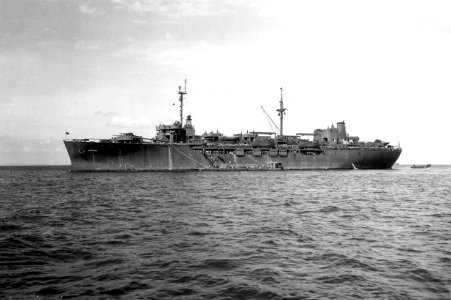 USS General G. O. Squier (AP-130) at anchor off Guadalcanal, Solomon Islands, circa in January 1944
