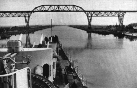 USS Fresno (CL-121) in Kiel Canal in 1948