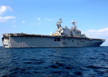 US Navy 061121-N-8547M-051 Amphibious assault ship USS Saipan (LHA 2) shown conducting operations in the Arabian Sea. Saipan is currently on deployment in the 5th Fleet Area of Responsibility (AOR)