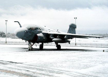 US Navy 061127-N-6247M-018 An EA-6B Prowler electronic attack aircraft sits on the runway at Naval Air Station Whidbey Island