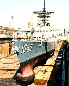 USS Garcia (FF-1040) in dry dock