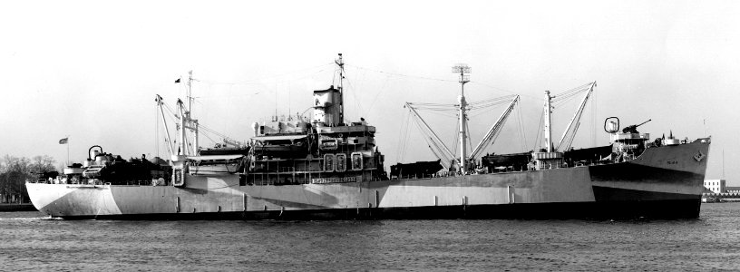 USS Fremont (APA-44) at Norfolk, Virginia (USA), on 13 February 1944 (BS 64623)