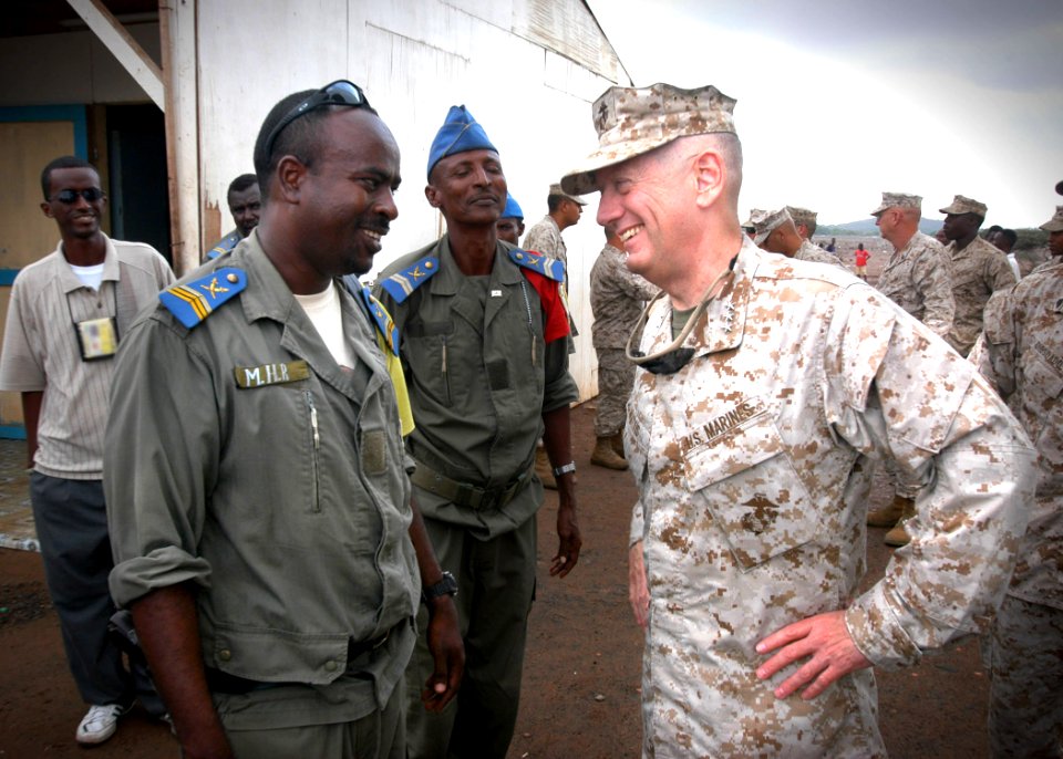 US Navy 061205-N-1328C-343 U.S. Marine Corps Forces Central Commander, Lt. Gen. James Mattis visits with local officials from Douda, Djibouti, home base for the Combined Joint Task Force-Horn of Africa command