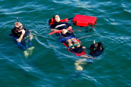 US Navy 061201-N-4774B-218 Sailors assigned to the Arleigh Burke-class guided-missile destroyer USS Russell (DDG 59) participate in a Search and Rescue (SAR) Limited Team Training exercise