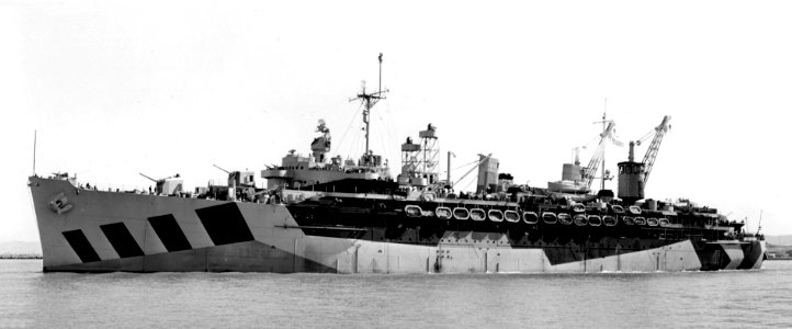 USS Fulton (AS-11) off the Mare Island Naval Shipyard, California (USA), on 3 June 1944 (BS 69278)
