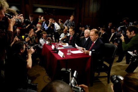 US Navy 061205-D-7203T-002 From right, Sen. David Boren, Secretary of Defense nominee Robert Gates, and Sen. Bob Dole prepare for the start of a Senate Armed Services Committee hearing