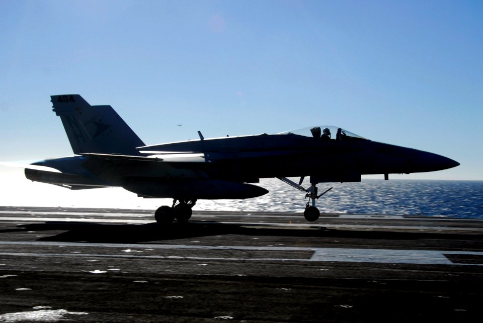 US Navy 061201-N-8158F-153 An F-A-18 Hornet assigned to the Sunliners of Strike Fighter Squadron Eight One (VFA-81) launches from the flight deck aboard the nuclear-powered aircraft carrier USS Nimitz (CVN 68)