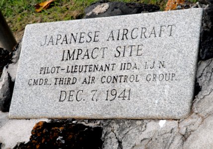 US Navy 061203-N-4774B-010 A monument marks the impact site of Japanese pilot Lt. Iida, who crashed during the 1941 attack on Pearl Harbor