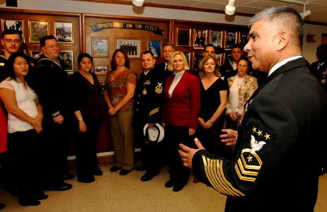 US Navy 061213-N-9769P-004 Master Chief Petty Officer of the Navy (MCPON) Joe R. Campa Jr. meets with Commander, Navy Recruiting Command's 12 Recruiters of the Year (ROY) and their family members at the Navy Annex