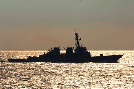 US Navy 061207-N-6106R-060 The guided missile destroyer USS Fitzgerald (DDG 62), sails away after a replenishment at sea (RAS) with USS Kitty Hawk (CV 63)
