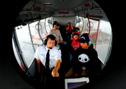 US Navy 061216-N-4774B-210 Children from Naval Medical Center San Diego, soar above Southern San Diego in the SANYO blimp, part of the Believe in Tomorrow's Hands on Adventures program for critically ill children
