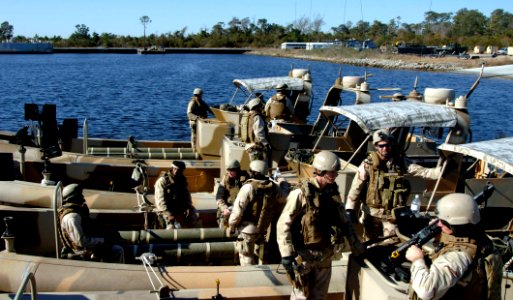 US Navy 061205-N-4097B-004 Sailors assigned to Riverine Squadron One (RIVRON-1) prepare for their final exercise and evaluations near Camp Lejeune, N.C