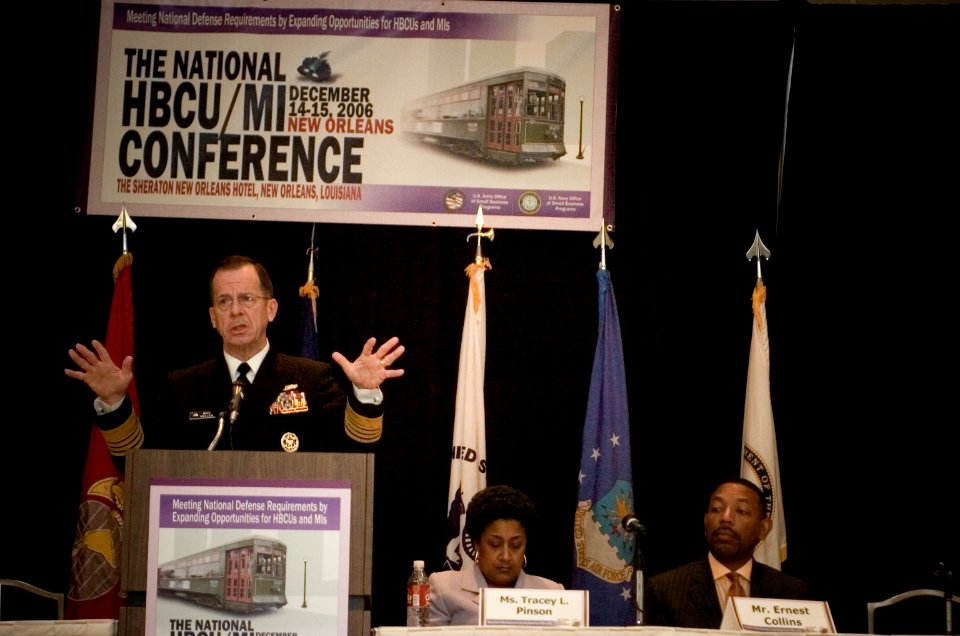 US Navy 061214-N-0696M-015 Chief of Naval Operations (CNO) Adm. Mike Mullen speaks at the Historical Black College-University-Minority Institution Conference in New Orleans
