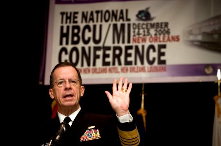 US Navy 061214-N-0696M-041 Chief of Naval Operations (CNO) Adm. Mike Mullen speaks at the Historical Black College-University-Minority Institution Conference in New Orleans