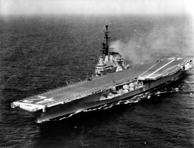 USS Franklin D. Roosevelt (CVA-42) underway at sea, circa in May 1956 (UA 543.03)