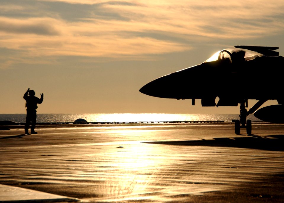 US Navy 061209-N-7571S-001 Aboard the Nimitz-Class aircraft carrier USS Theodore Roosevelt (CVN 71), an F-A-18 Super Hornet prepares for launch while conducting flight operations underway