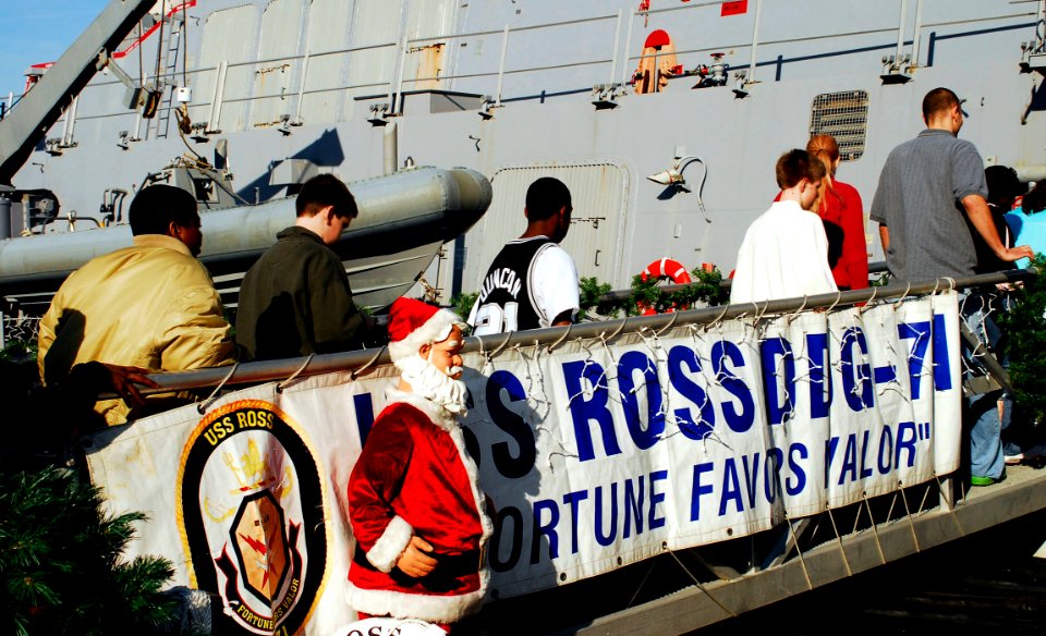 US Navy 061219-N-1831S-008 Children from the Virginia Home for Boys and Girls (VHBG) receives a tour of the guided-missile destroyer USS Ross (DDG 71) at Naval Station Norfolk