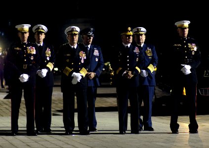 US Navy 061230-F-0193C-011 The Joint Chiefs of Staff prepare for the arrival of the casket containing the body of former U.S. President Gerald Ford
