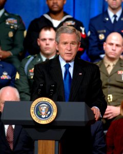 US Navy 061218-D-2987S-016 President George W. Bush introduces Dr. Robert M. Gates during his oath of office ceremony