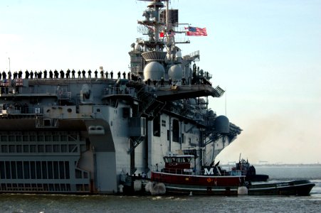 US Navy 070104-N-4515N-056 Amphibious assault ship USS Bataan (LHD 5) departs Naval Station Norfolk in support of maritime security operations