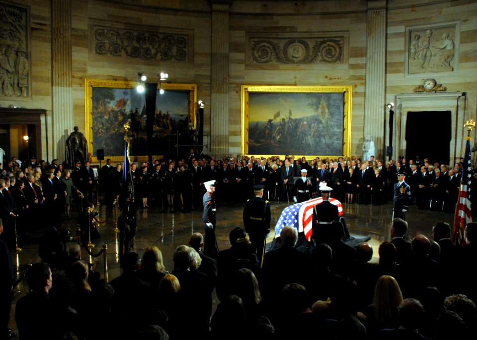 US Navy 061230-N-0773H-038 The Sea Chanters chorus sings, Eternal Father Strong to Save, as Vice President Richard Cheney and members of Congress honor former President Gerald R. Ford