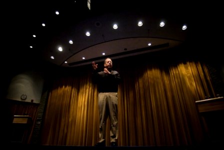 US Navy 070109-N-0696M-191 Chief of Naval Operations (CNO) Adm. Mike Mullen holds an all hands call with students assigned to the Naval War College