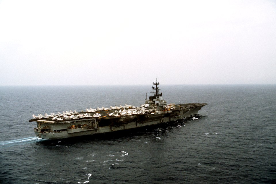 USS Forrestal (CV-59) aerial starboard quarter