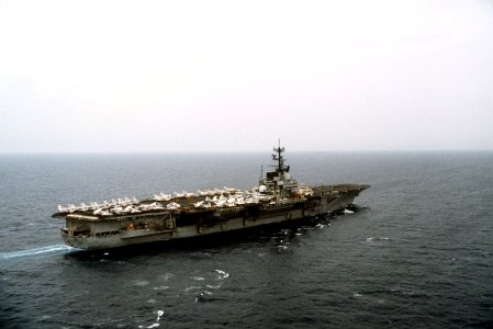 USS Forrestal (CV-59) aerial starboard quarter