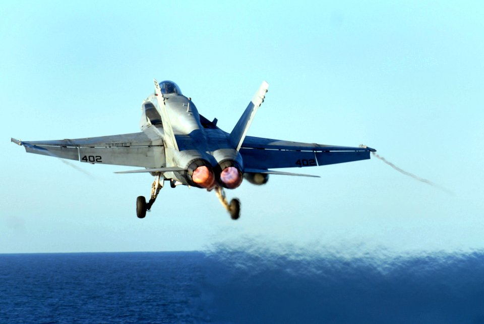 US Navy 070122-N-0684R-154 An F-A-18C Hornet assigned to the Argonauts of Strike Fighter Squadron One Four Seven (VFA-147) launches from the flight deck of USS John C. Stennis (CVN 74)