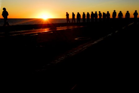 US Navy 070128-N-3729H-138 Air department and Carrier Air Wing Nine (CAW-9) personnel conduct a foreign object debris (FOD) walk down