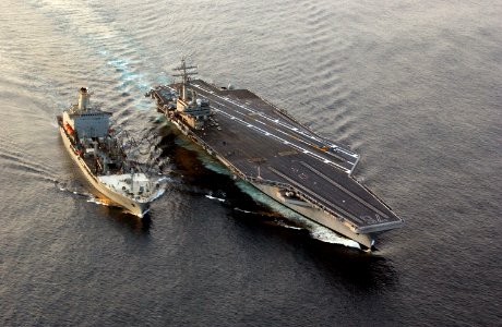 US Navy 070128-N-4776G-154 USS Ronald Reagan (CVN 76) sails alongside Military Sealift Command (MSC) underway replenishment oiler USNS Yukon (T-AO 202) during a refueling at sea