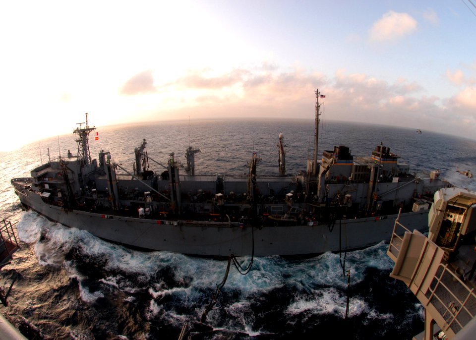 US Navy 070125-N-8446A-004 The Nimitz-class aircraft carrier USS Dwight D. Eisenhower (CVN 69) conducts an underway replenishment with the Military Sealift Command fast combat support ship USNS Arctic (T-AOE 8)