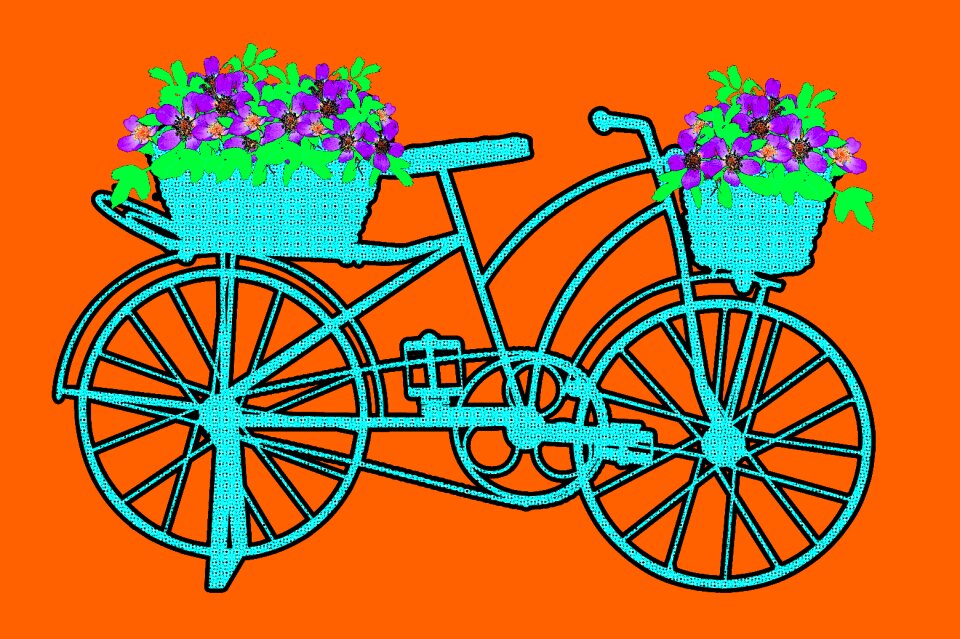 Orange background two wheels wheels
