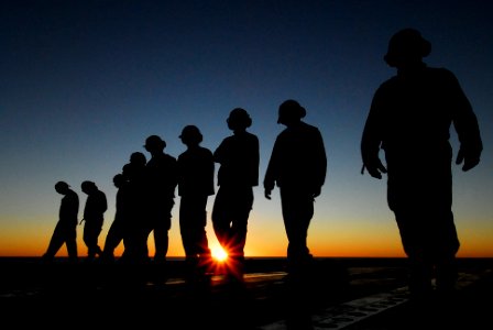 US Navy 070128-N-3729H-148 Air department and Carrier Air Wing Nine (CAW-9) personnel conduct a foreign object debris (FOD) walk down aboard Nimitz-class aircraft carrier USS John C. Stennis (CVN 74)