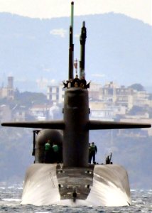 USS Florida (SSGN 728) arrives for a routine port visit to the Souda Bay, Crete
