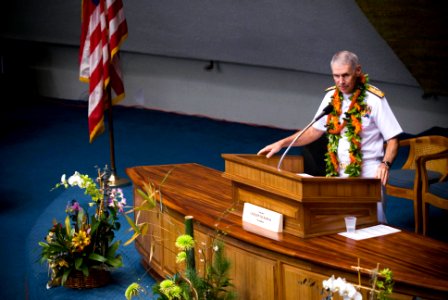 US Navy 070201-N-4856G-021 Adm. William Fallon speaks to the Hawaii State House of Representatives on his goals for the future and his gratitude for the recognition of his service