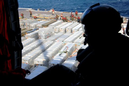 US Navy 070208-N-0535P-143 Roosevelt conducted an ammunition cross-deck with USS Harry S. Truman (CVN 75) while underway conducting operations in the Atlantic Ocean