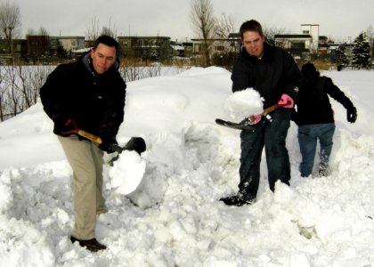 US Navy 070208-N-4649C-035 Gas Systems Technician Mechanical 2nd Class David Wiley clears out snow while participating in a community relations project at the Kosho Gakuen Home for Children