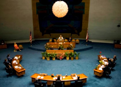US Navy 070201-N-4856G-011 Adm. William Fallon speaks to the Hawaii State House of Representatives on his goals for the future and his gratitude for the recognition of his service