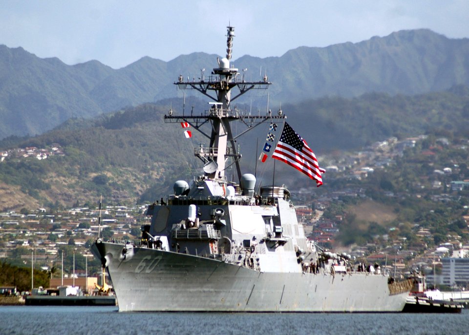 US Navy 070203-N-0879R-003 Guided missile destroyer USS Paul Hamilton (DDG 60) departs from her homeport of Pearl Harbor, as part of USS Ronald Reagan's Strike Group (CSG)